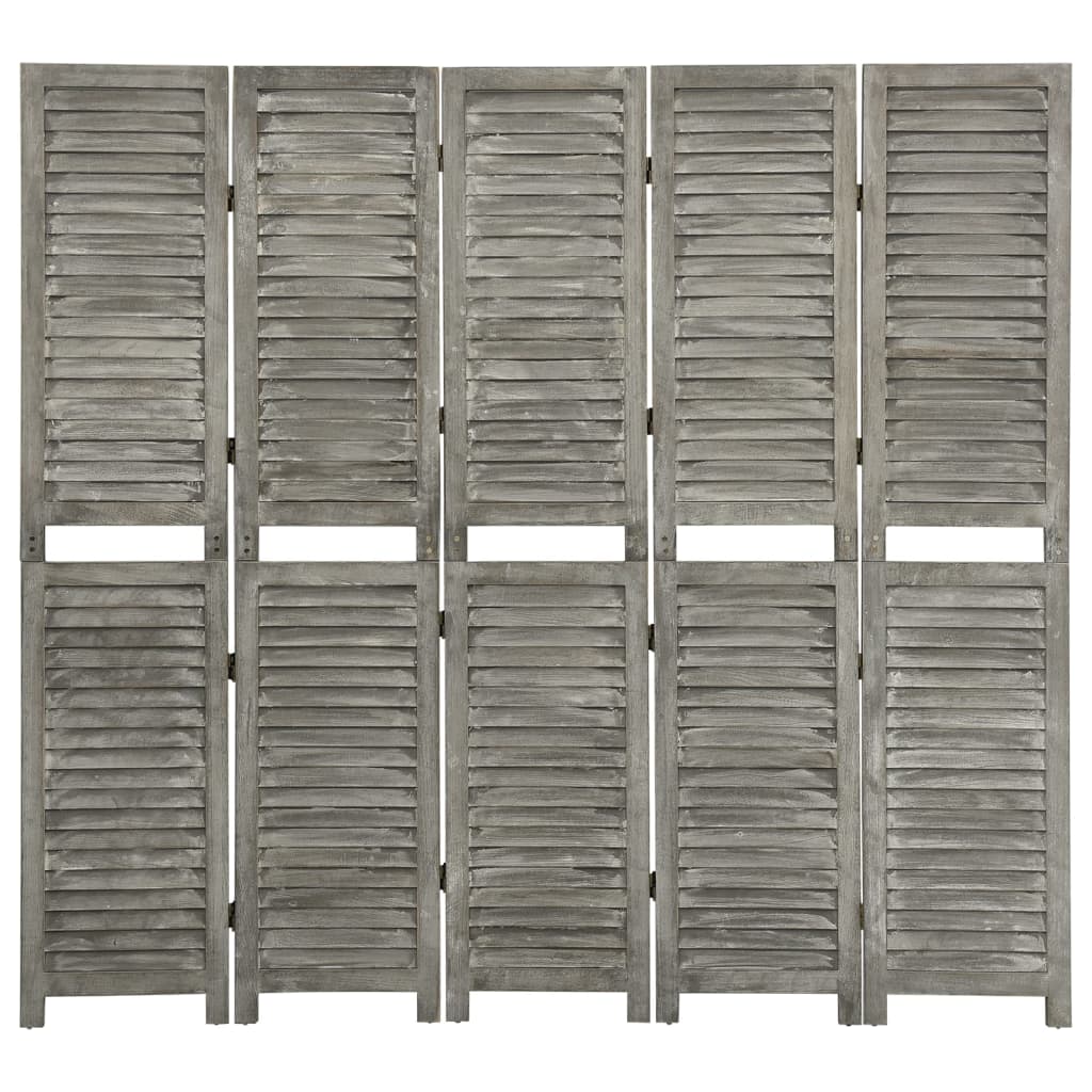 3-Panel Room Divider Grey Solid Wood