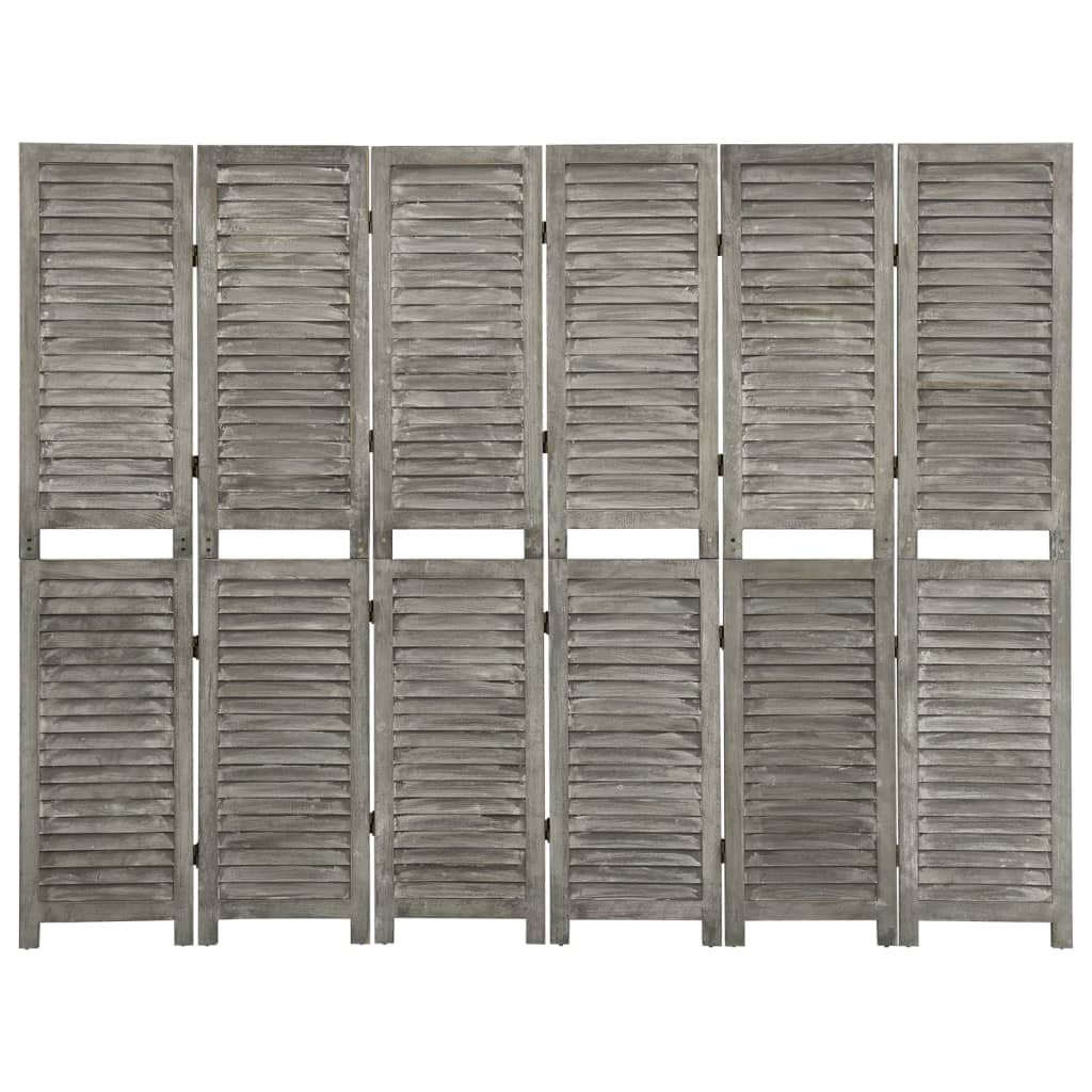 3-Panel Room Divider Grey Solid Wood