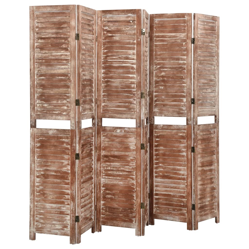 6-Panel Room Divider Brown 210X165 Cm Solid Wood Paulownia