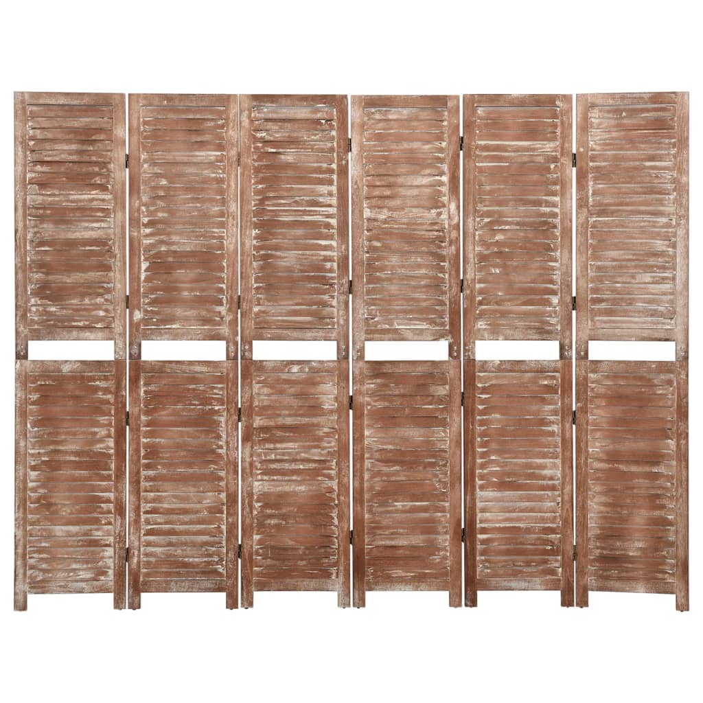 6-Panel Room Divider Brown 210X165 Cm Solid Wood Paulownia