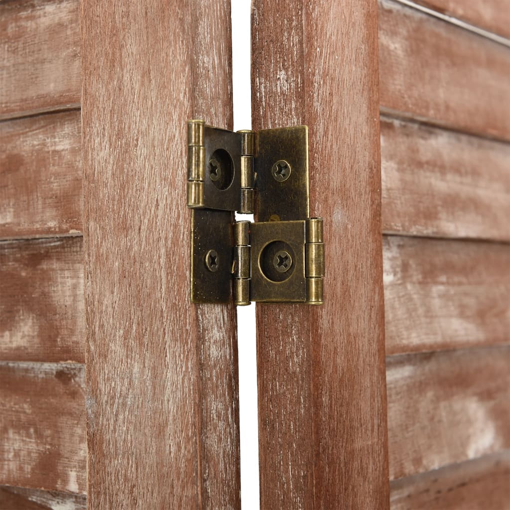 6-Panel Room Divider Brown 210X165 Cm Solid Wood Paulownia