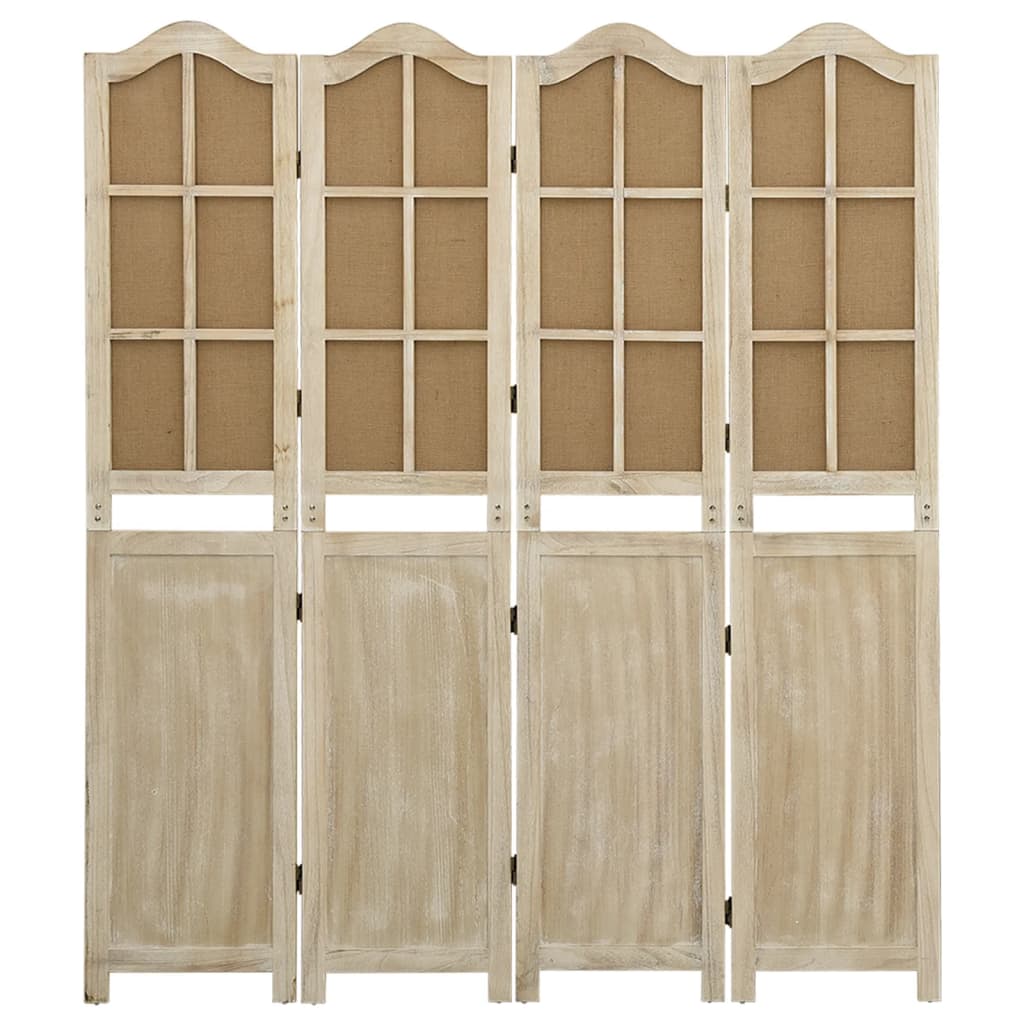 4-Panel Room Divider Brown Fabric