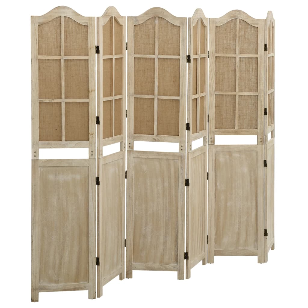 4-Panel Room Divider Brown Fabric