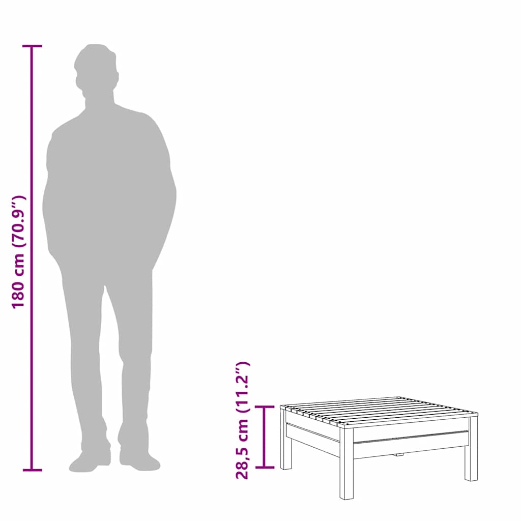 Garden Footstool Solid Pinewood