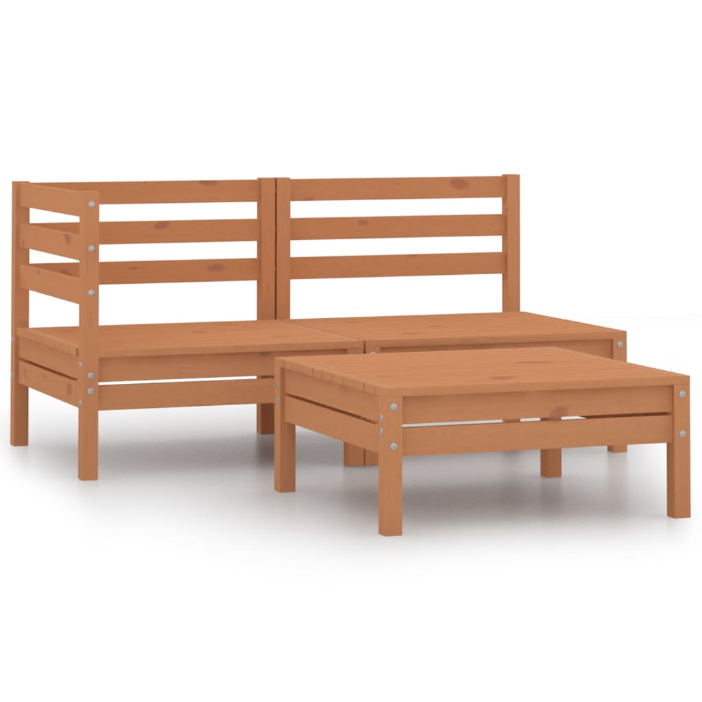 3 Piece Garden Lounge Set Solid Pinewood