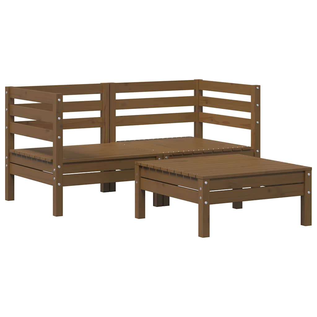 3 Piece Garden Lounge Set Solid Pinewood