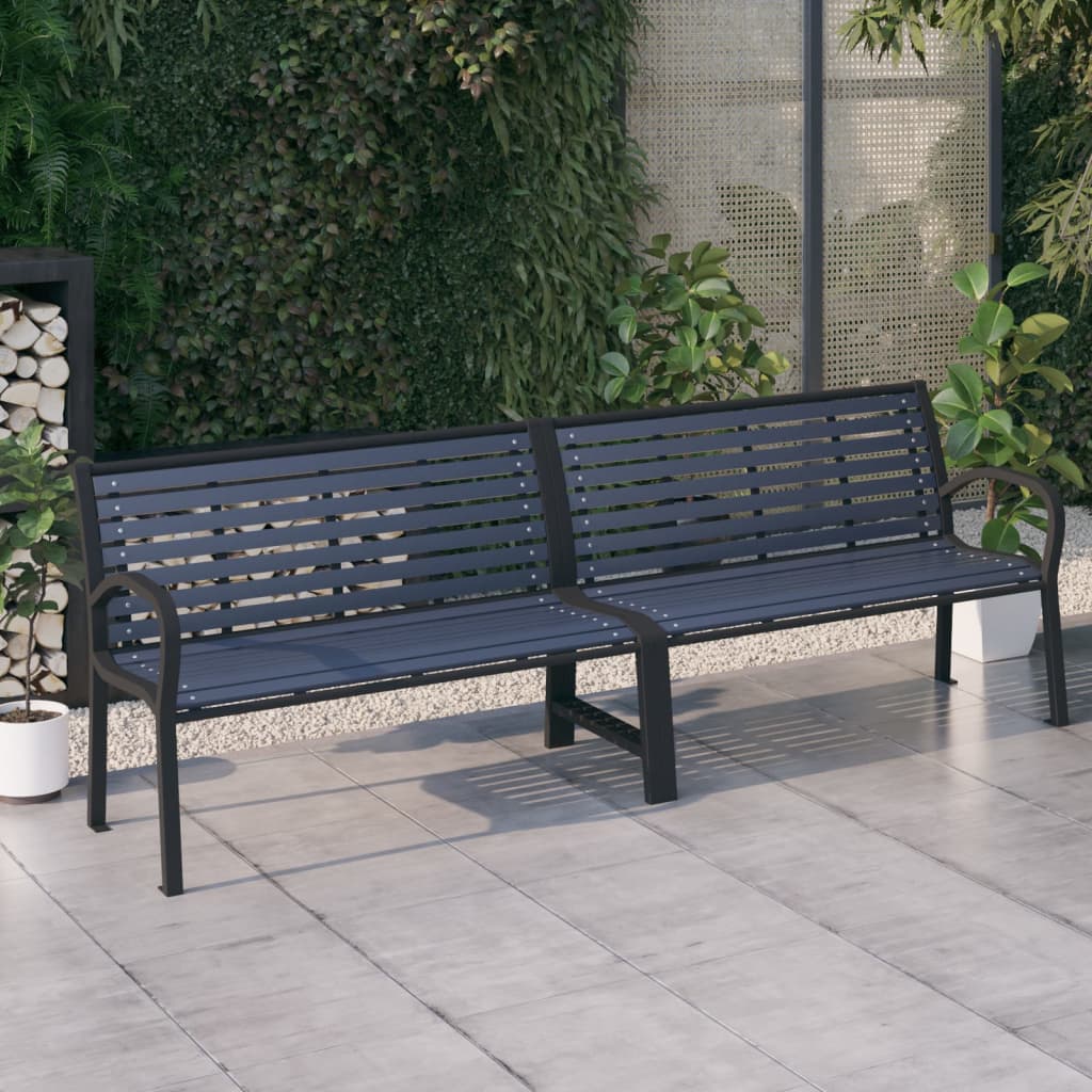 Garden Bench Steel And Wpc Black And