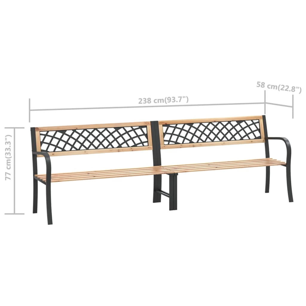 Twin Garden Bench 238 Cm Chinese Fir Wood
