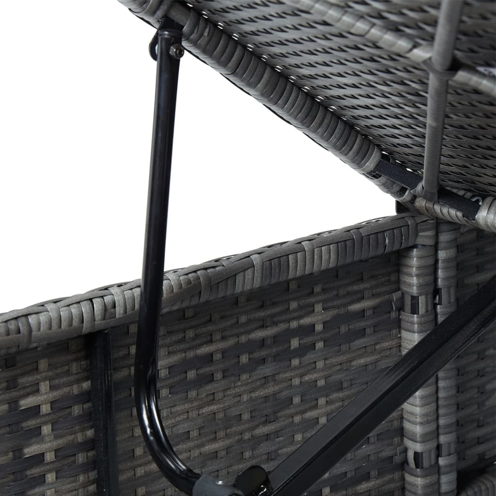 Sun Lounger With Cushion And Tea Table Poly Rattan