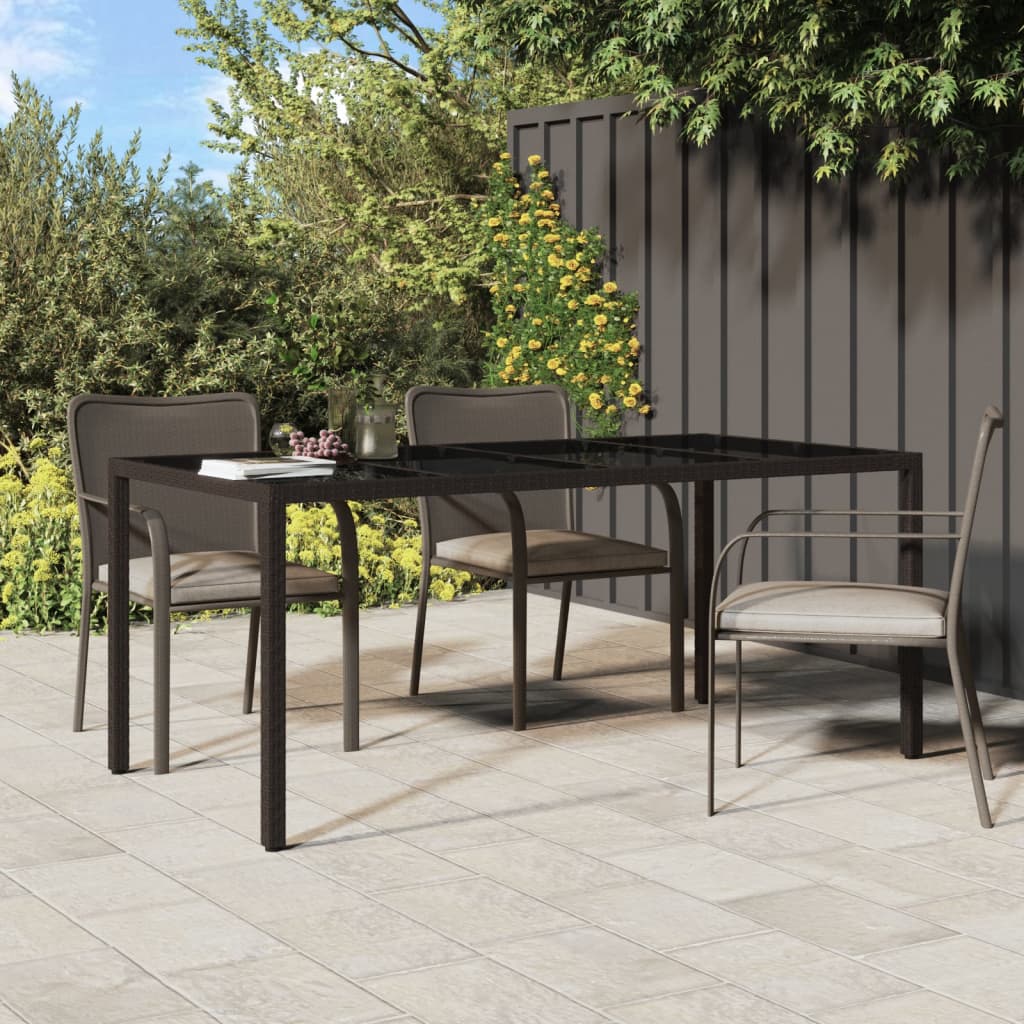 Garden Table 190X90X75 Cm Tempered Glass And Poly Rattan