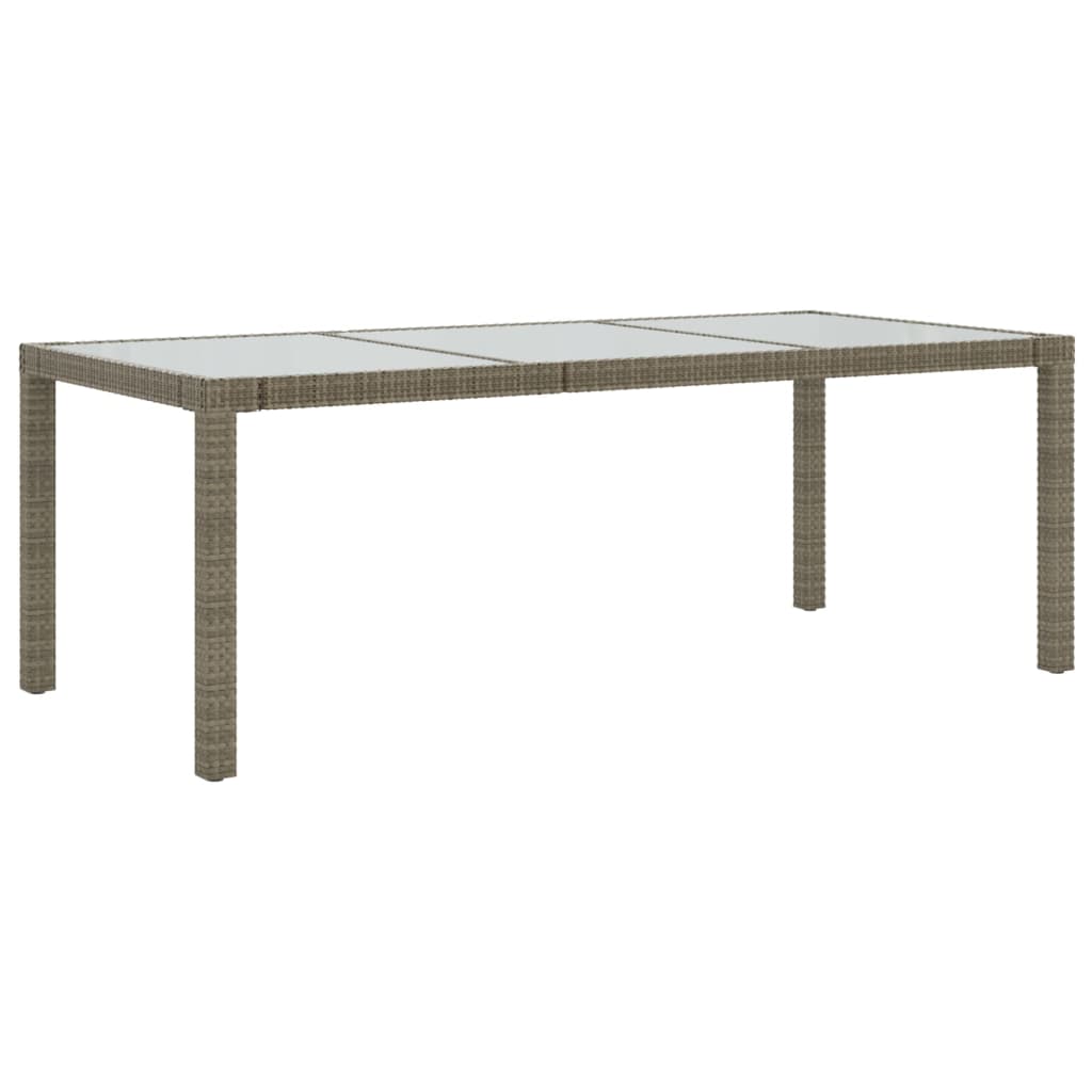 Garden Table 190X90X75 Cm Tempered Glass And Poly Rattan