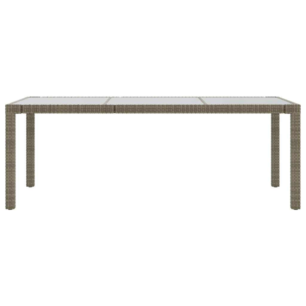 Garden Table 190X90X75 Cm Tempered Glass And Poly Rattan