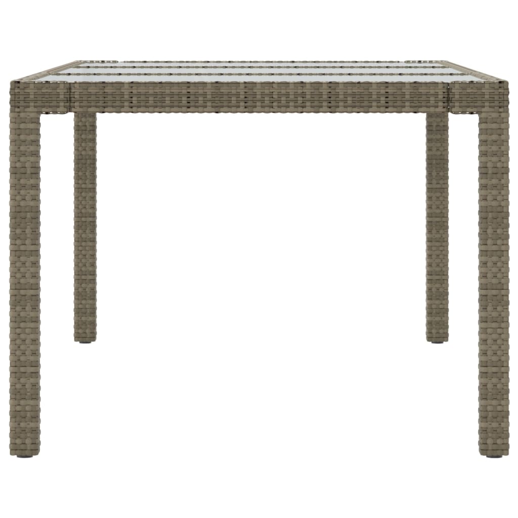 Garden Table 190X90X75 Cm Tempered Glass And Poly Rattan