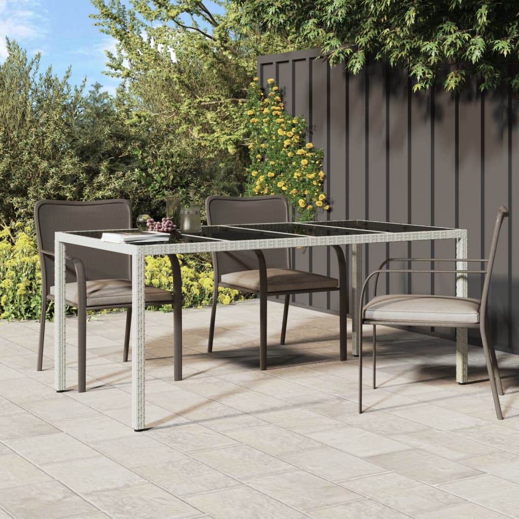 Garden Table 190X90X75 Cm Tempered Glass And Poly Rattan