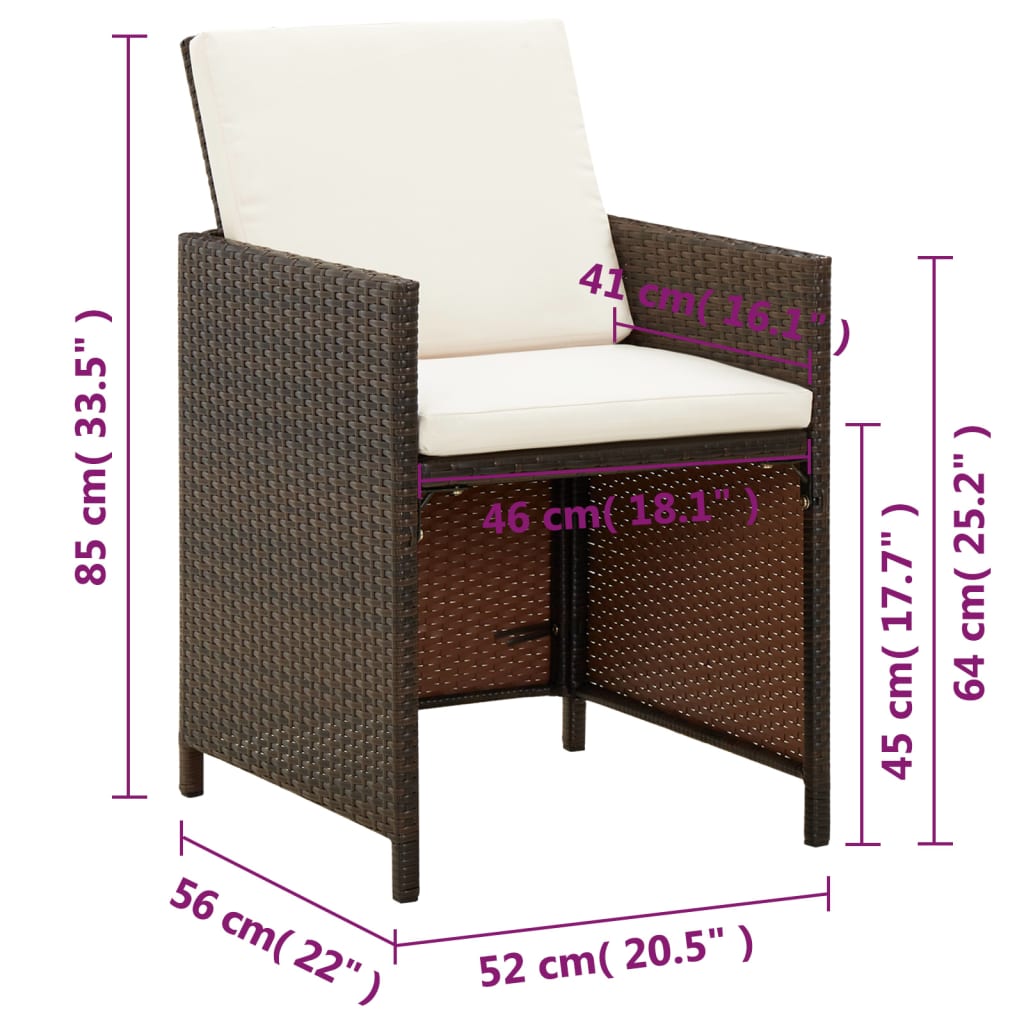 Garden Dining Chairs With Cushions 4 Pcs Poly Rattan