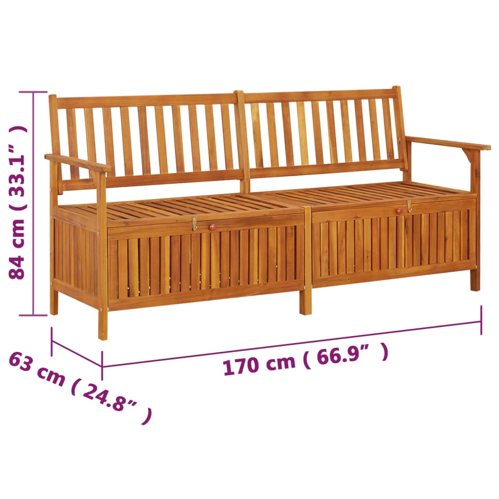 Storage Bench 170 Cm Solid Wood Acacia