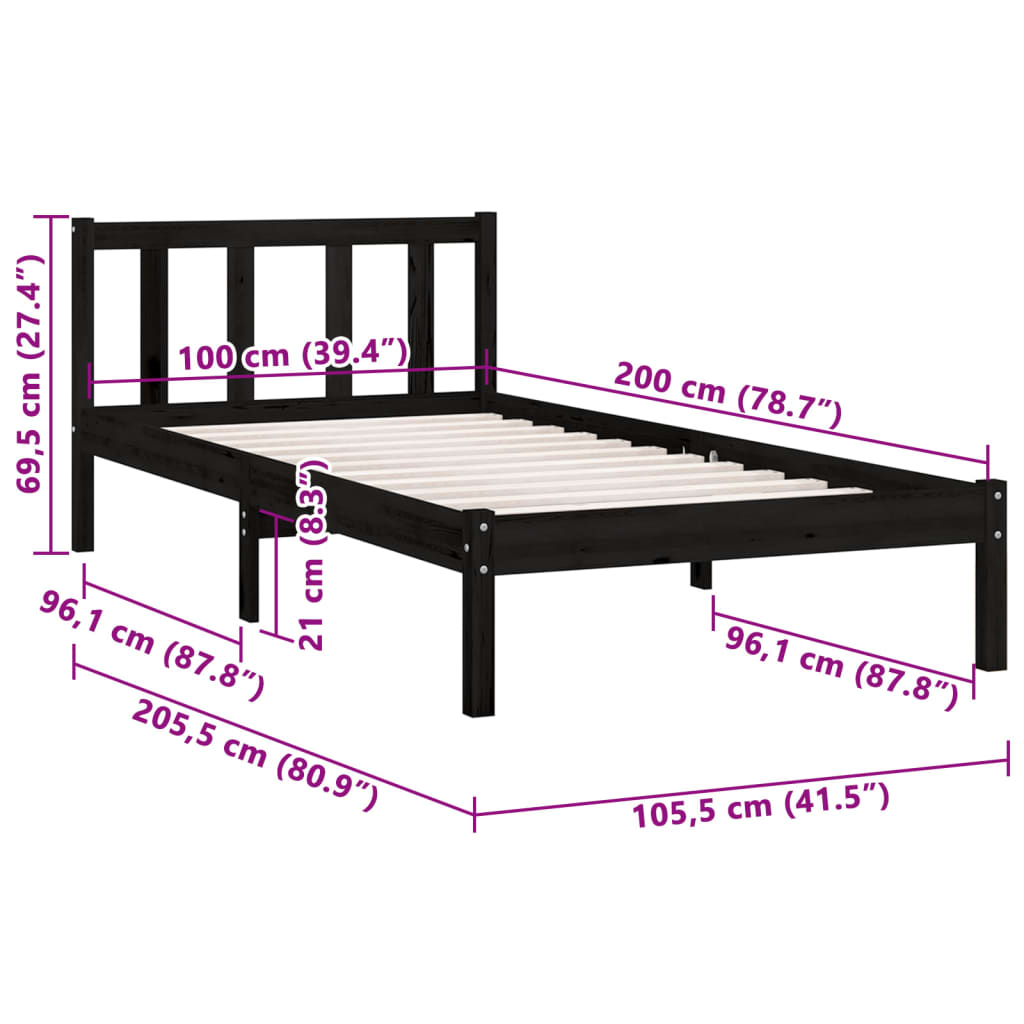 810076 Bed Frame Without Mattress Solid Wood