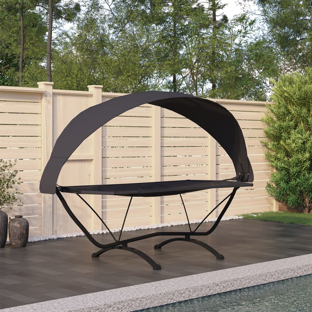 Outdoor Lounge Bed With Canopy Steel And Oxford Fabric