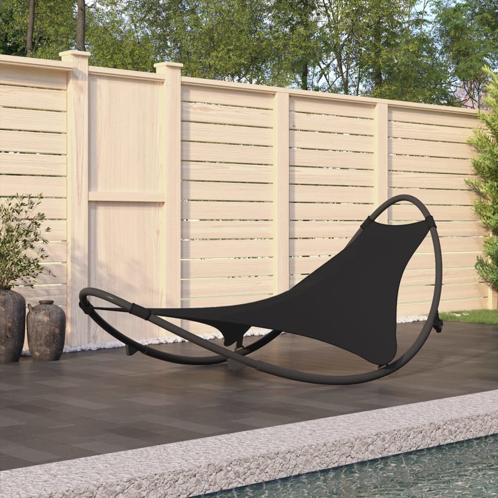 Rocking Sun Lounger With Wheels Steel & Textilene Fabric