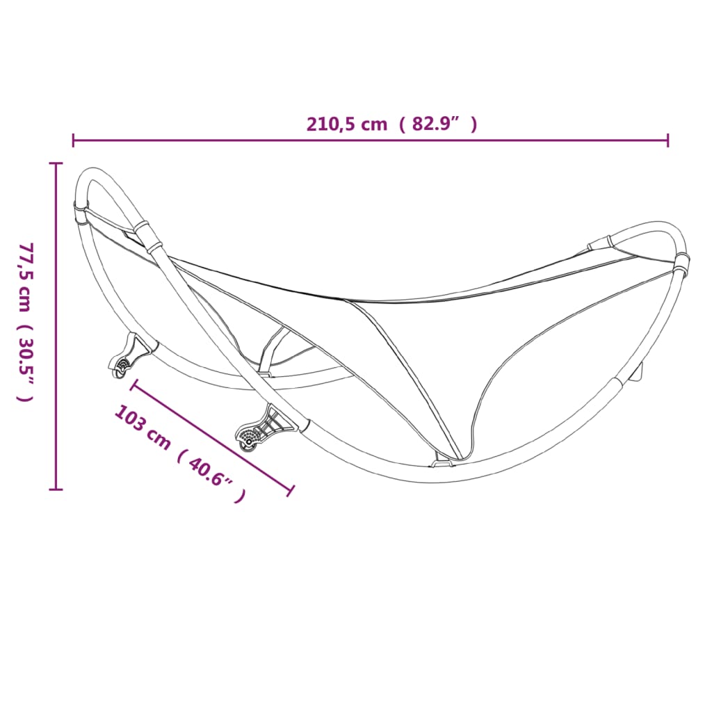 Rocking Sun Lounger With Wheels Steel & Textilene Fabric