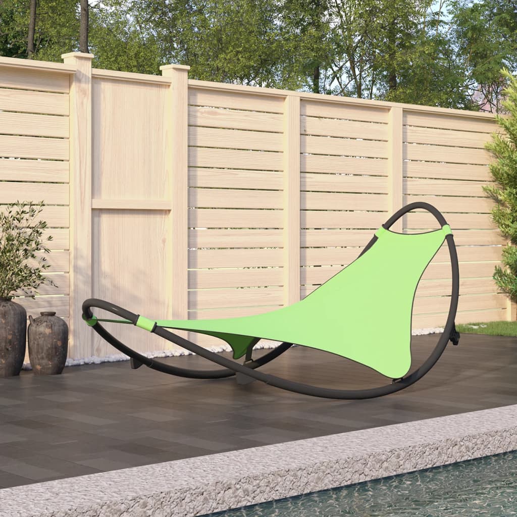 Rocking Sun Lounger With Wheels Steel & Textilene Fabric