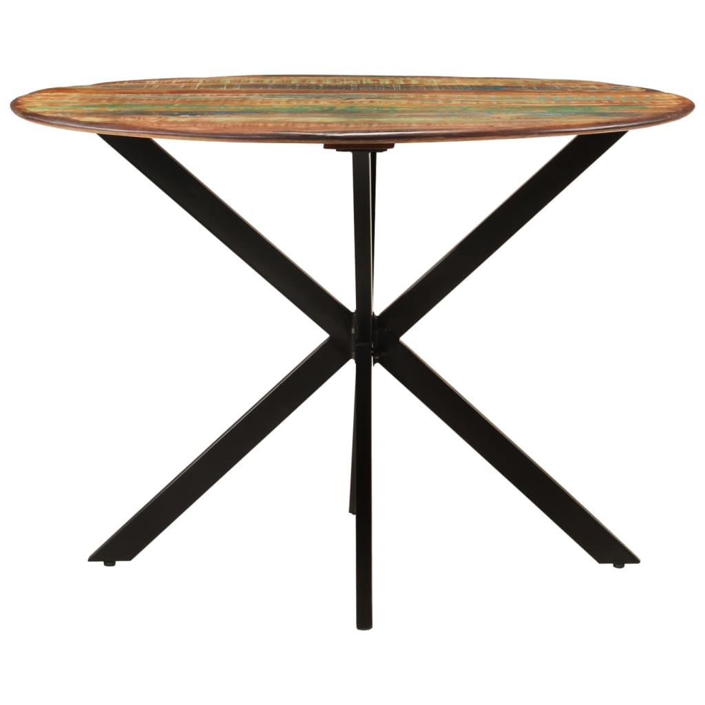 Dining Table Ø110X78 Cm Solid Wood Reclaimed And Steel