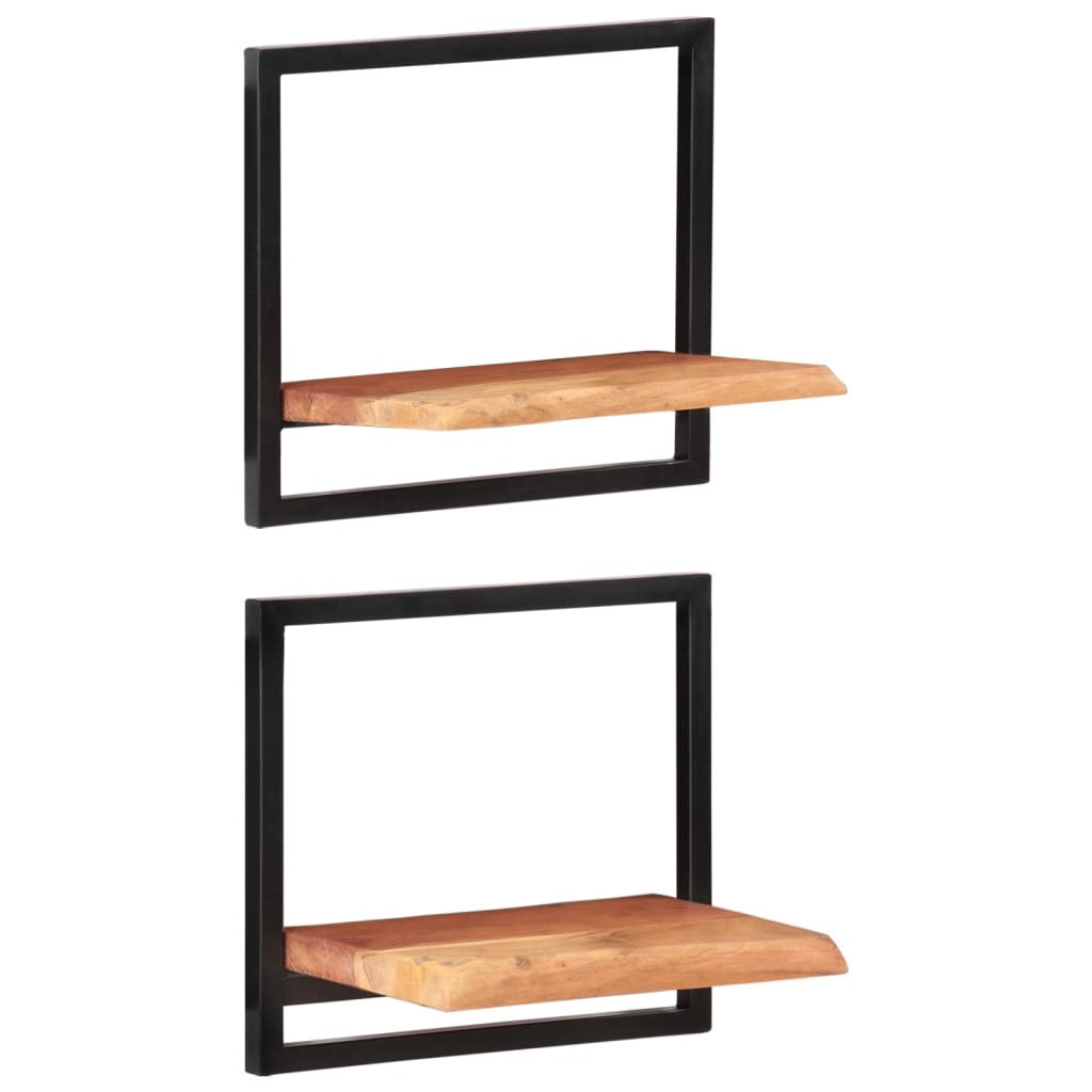 Wall Shelves 2 Pcs Solid Wood Acacia And Steel