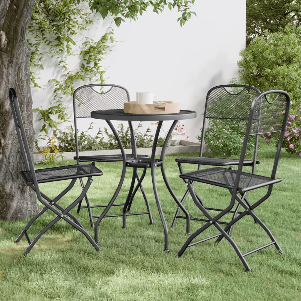 Folding Garden Chairs 2 Pcs Expanded Metal Mesh Anthracite