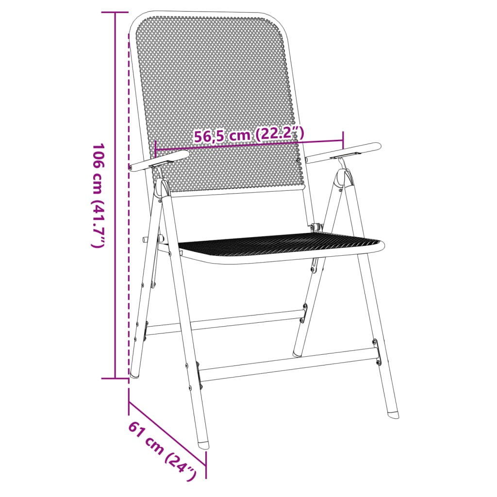 Folding Garden Chairs 2 Pcs Expanded Metal Mesh Anthracite
