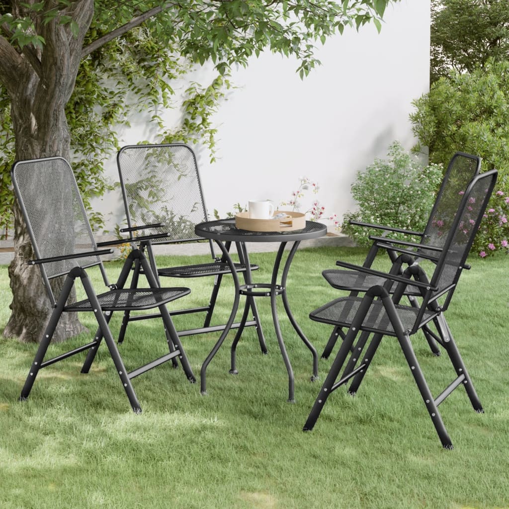 Folding Garden Chairs 2 Pcs Expanded Metal Mesh Anthracite