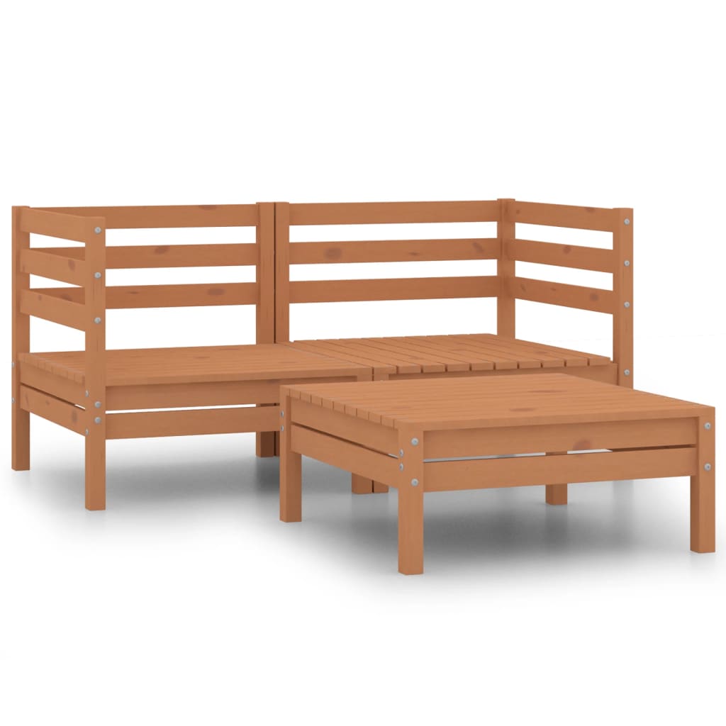 3 Piece Garden Lounge Set Solid Pinewood
