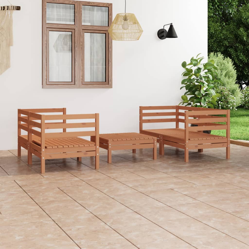 5 Piece Garden Lounge Set Solid Pinewood