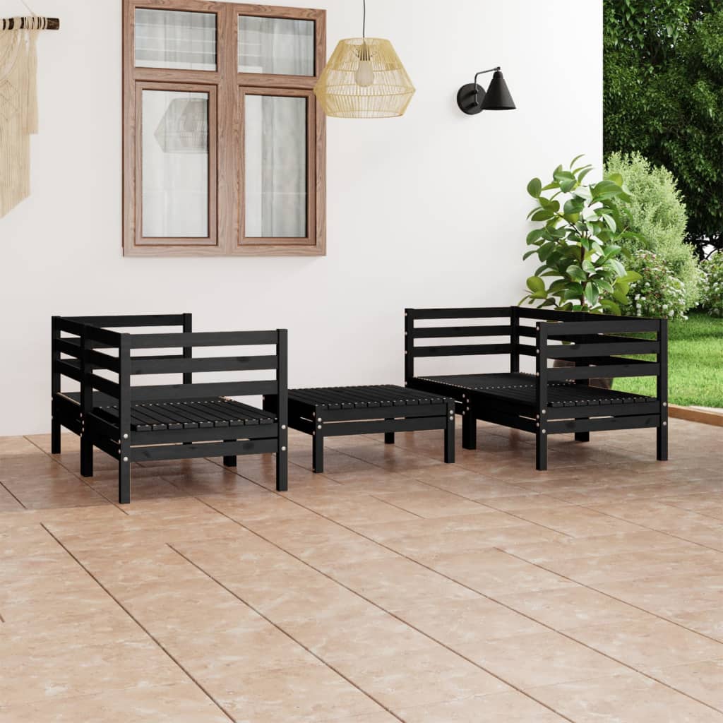 5 Piece Garden Lounge Set Solid Pinewood