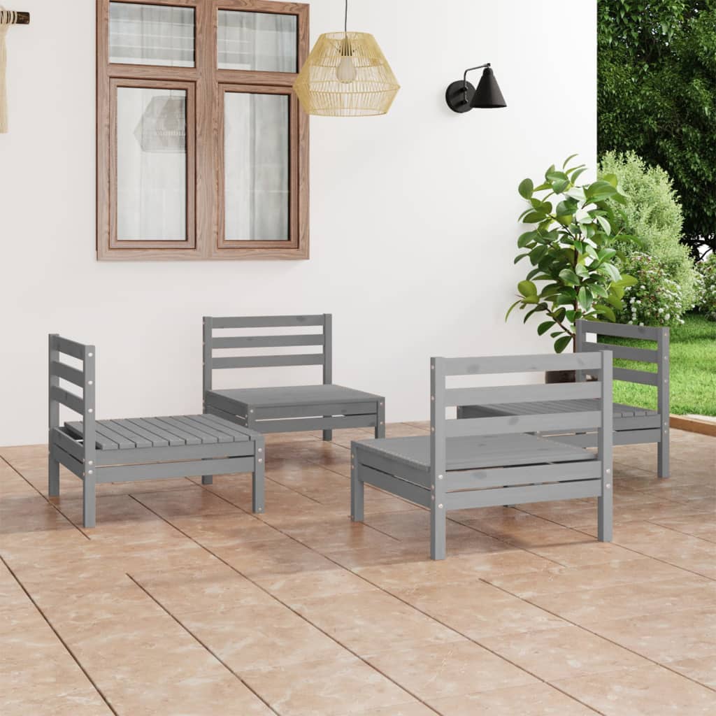 4 Piece Garden Lounge Set Solid Pinewood