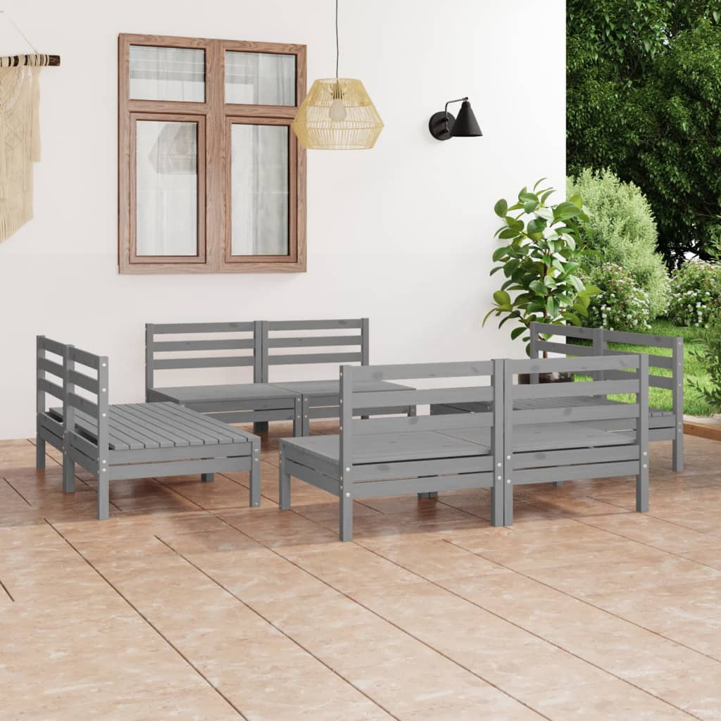 8 Piece Garden Lounge Set Solid Pinewood
