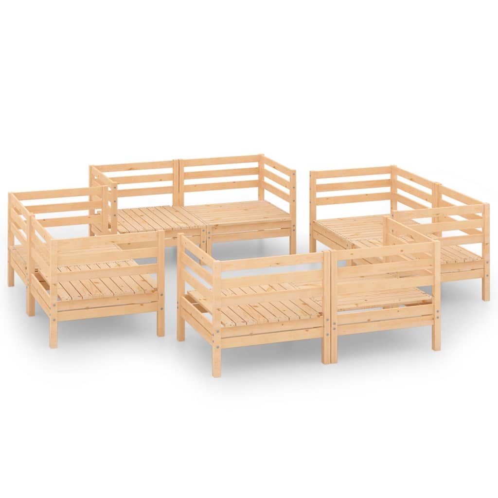 8 Piece Garden Lounge Set Solid Pinewood