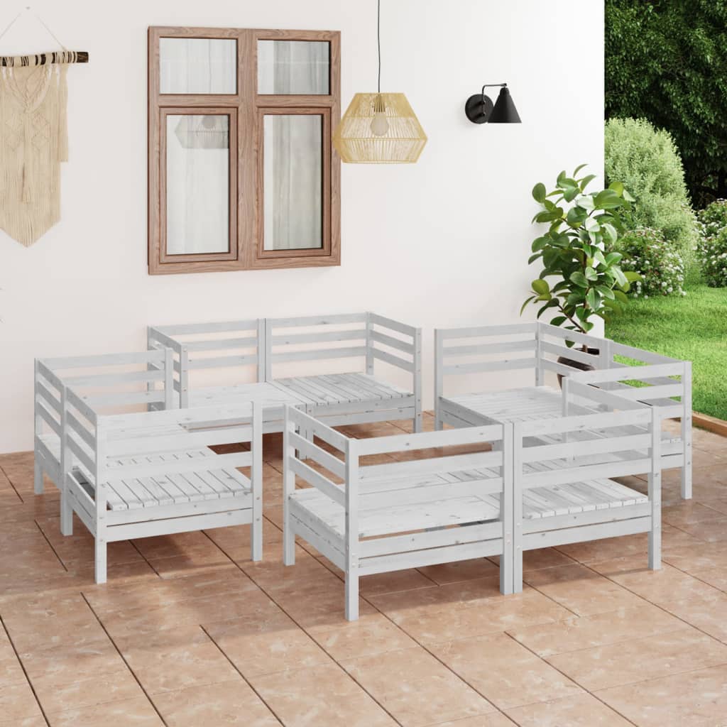 8 Piece Garden Lounge Set Solid Pinewood