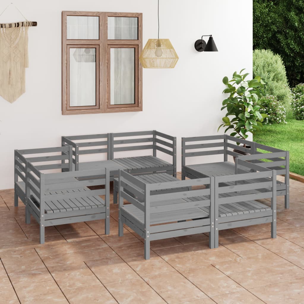9 Piece Garden Lounge Set Solid Pinewood