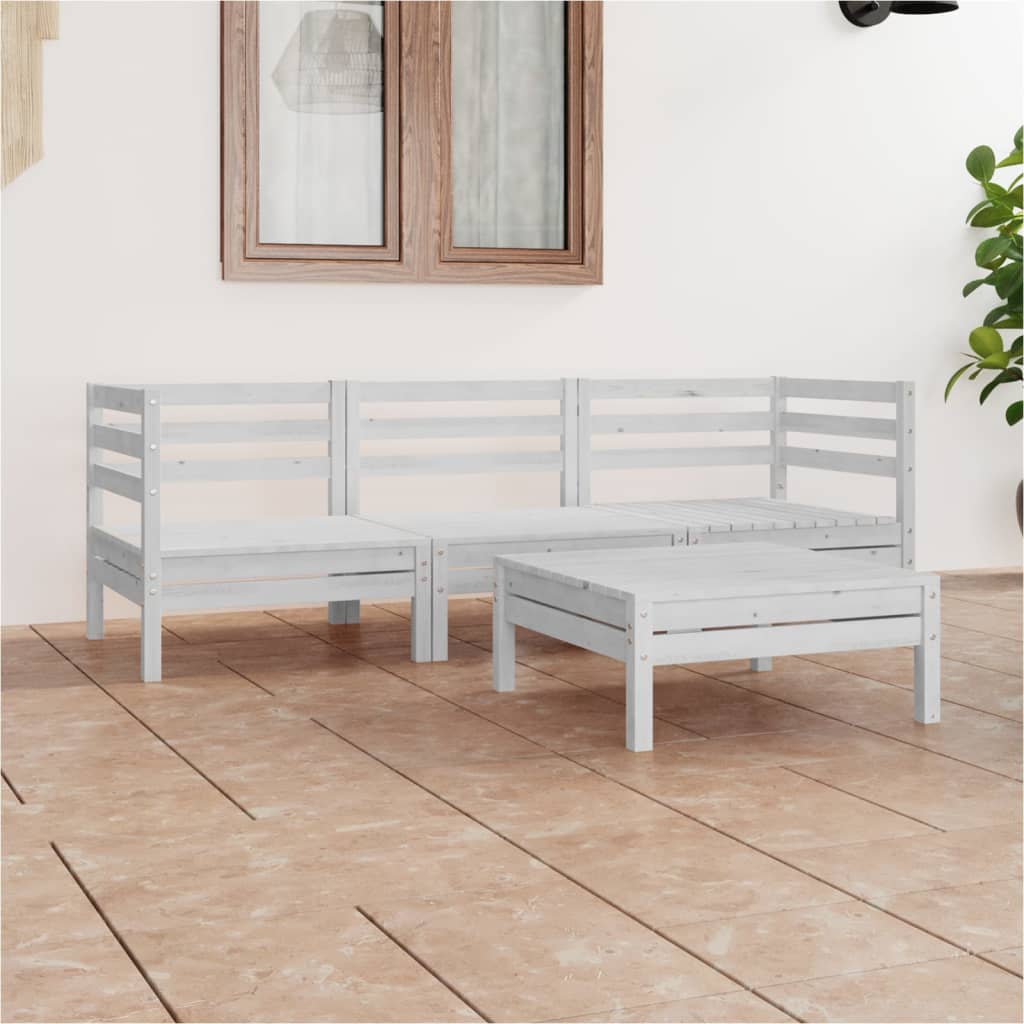 4 Piece Garden Lounge Set Solid Pinewood