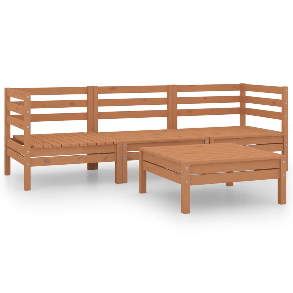 4 Piece Garden Lounge Set Solid Pinewood