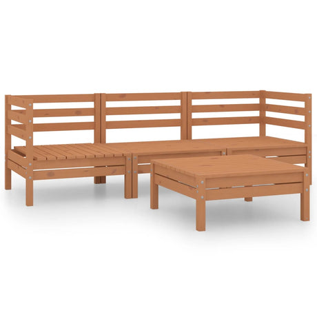 4 Piece Garden Lounge Set Solid Pinewood