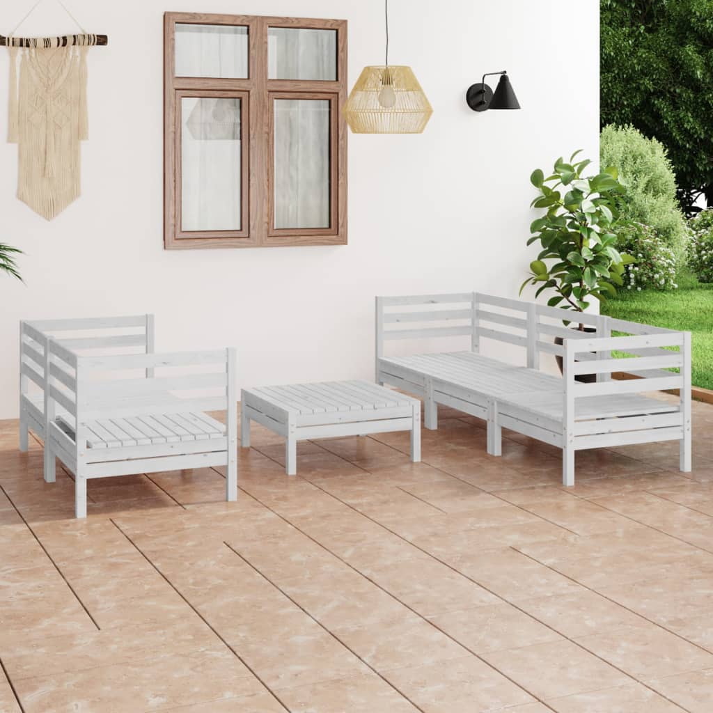 6 Piece Garden Lounge Set Solid Pinewood