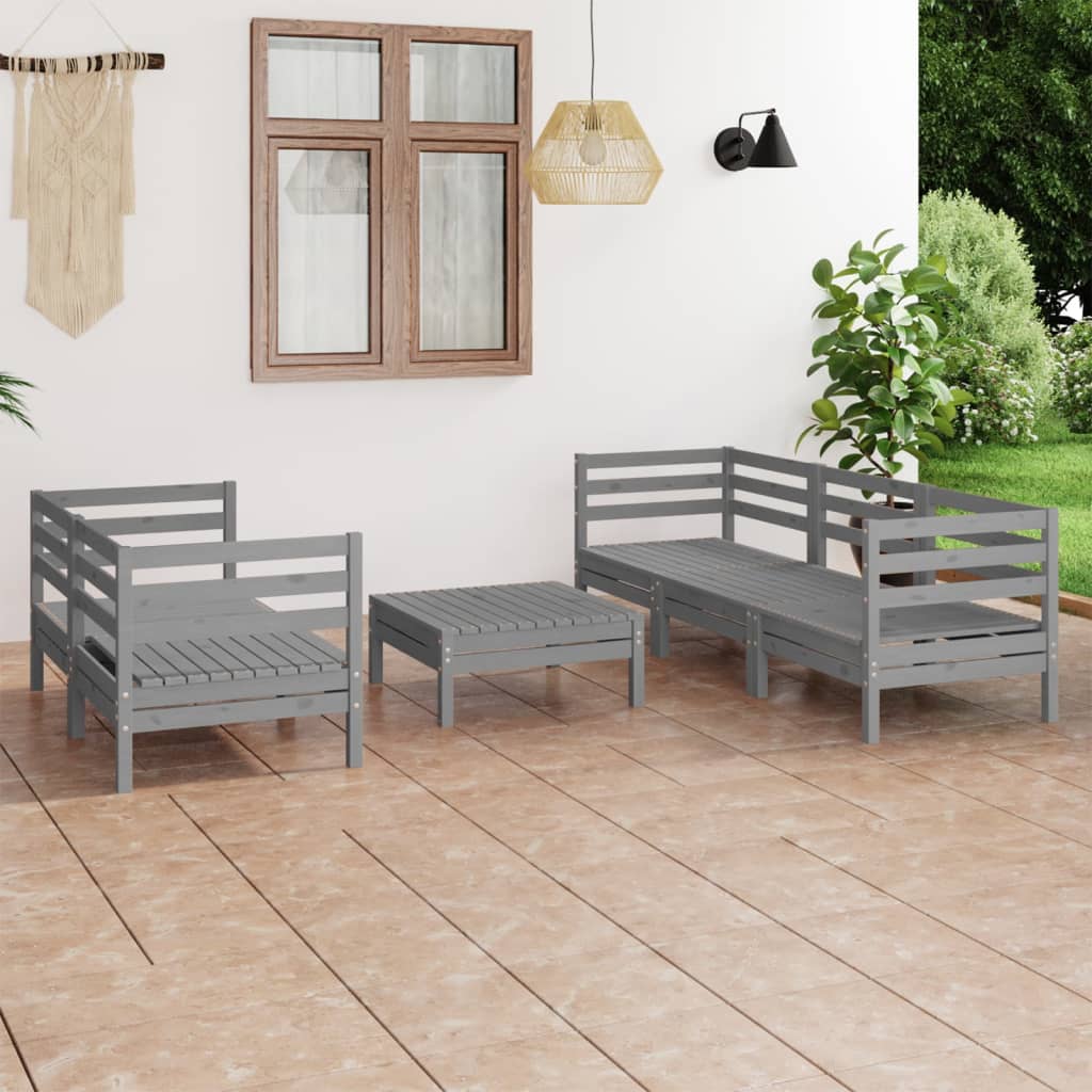 6 Piece Garden Lounge Set Solid Pinewood