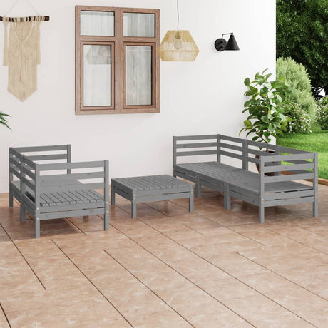 6 Piece Garden Lounge Set Solid Pinewood