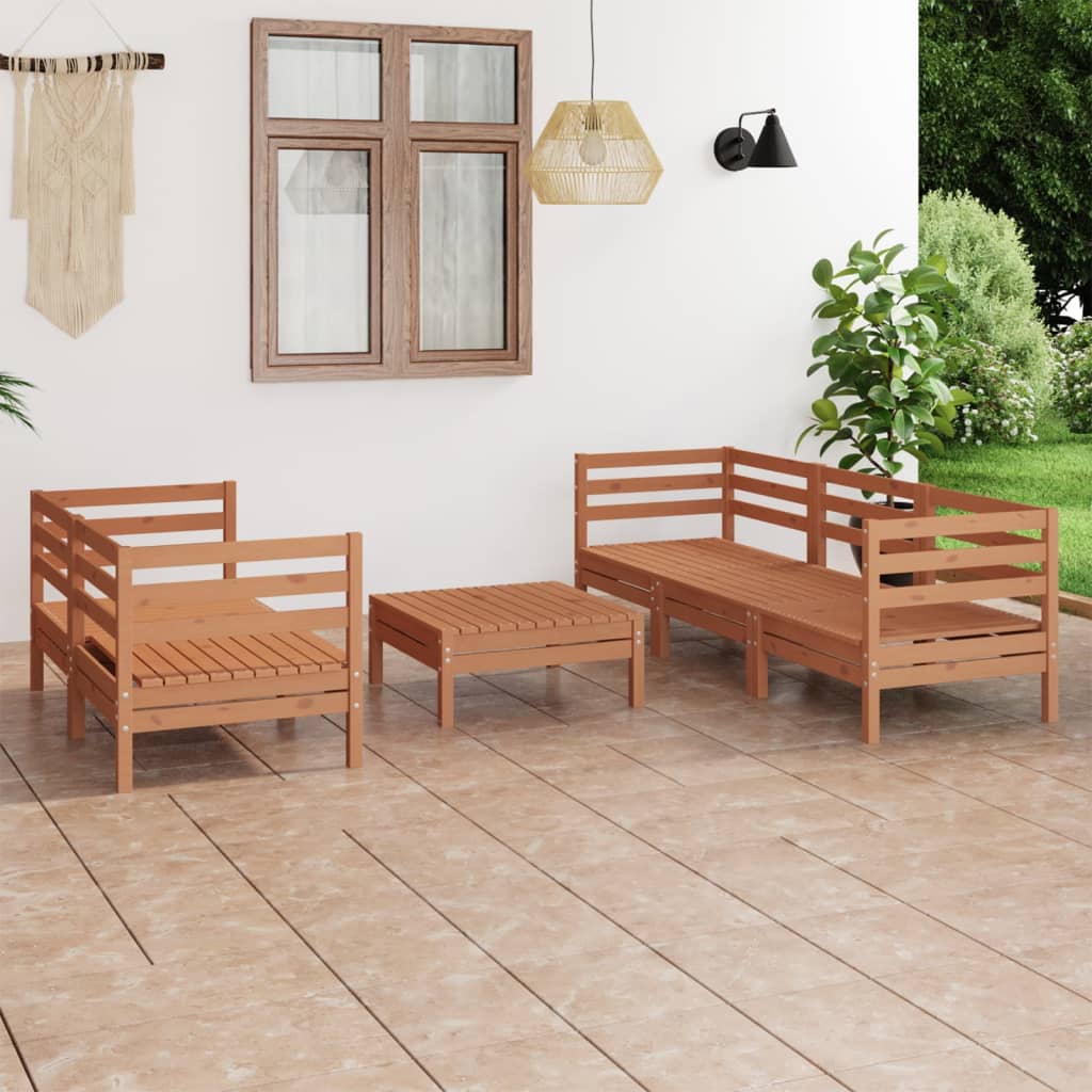 6 Piece Garden Lounge Set Solid Pinewood