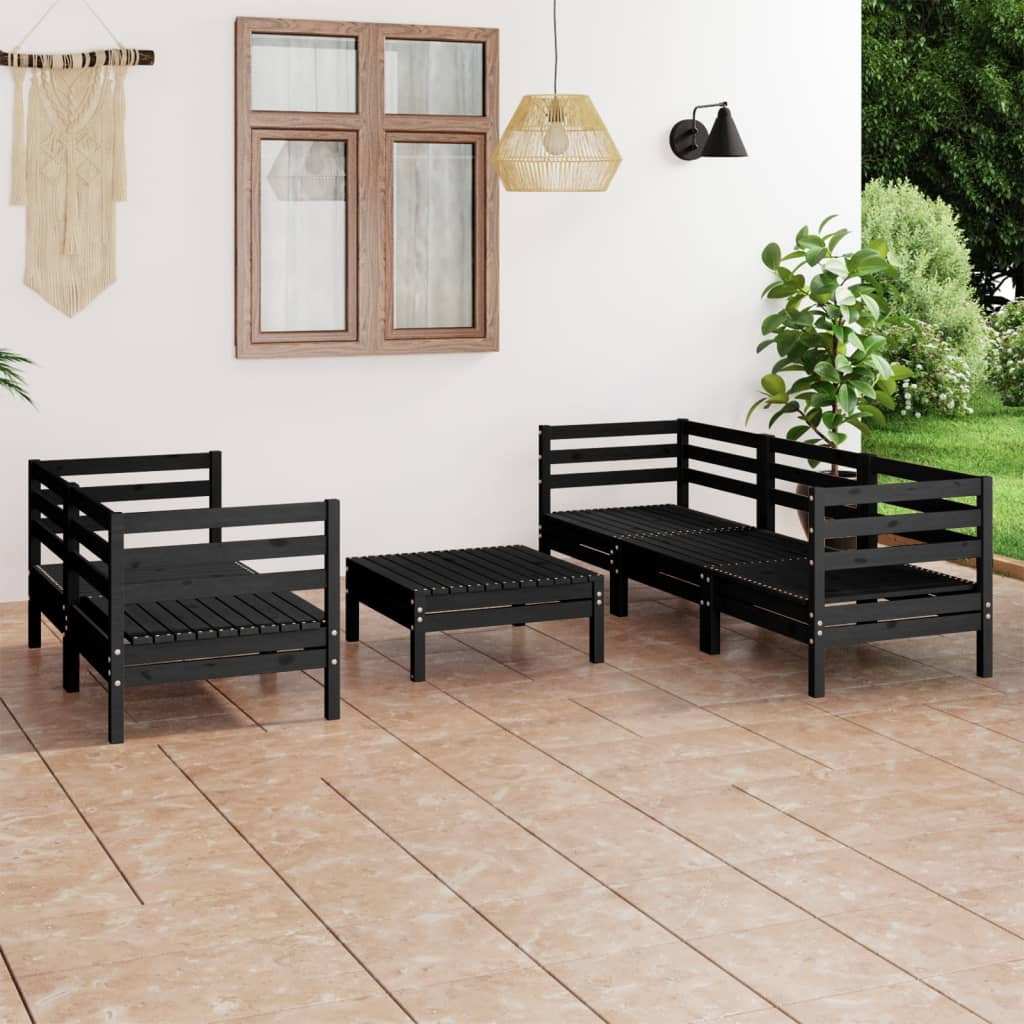 6 Piece Garden Lounge Set Solid Pinewood