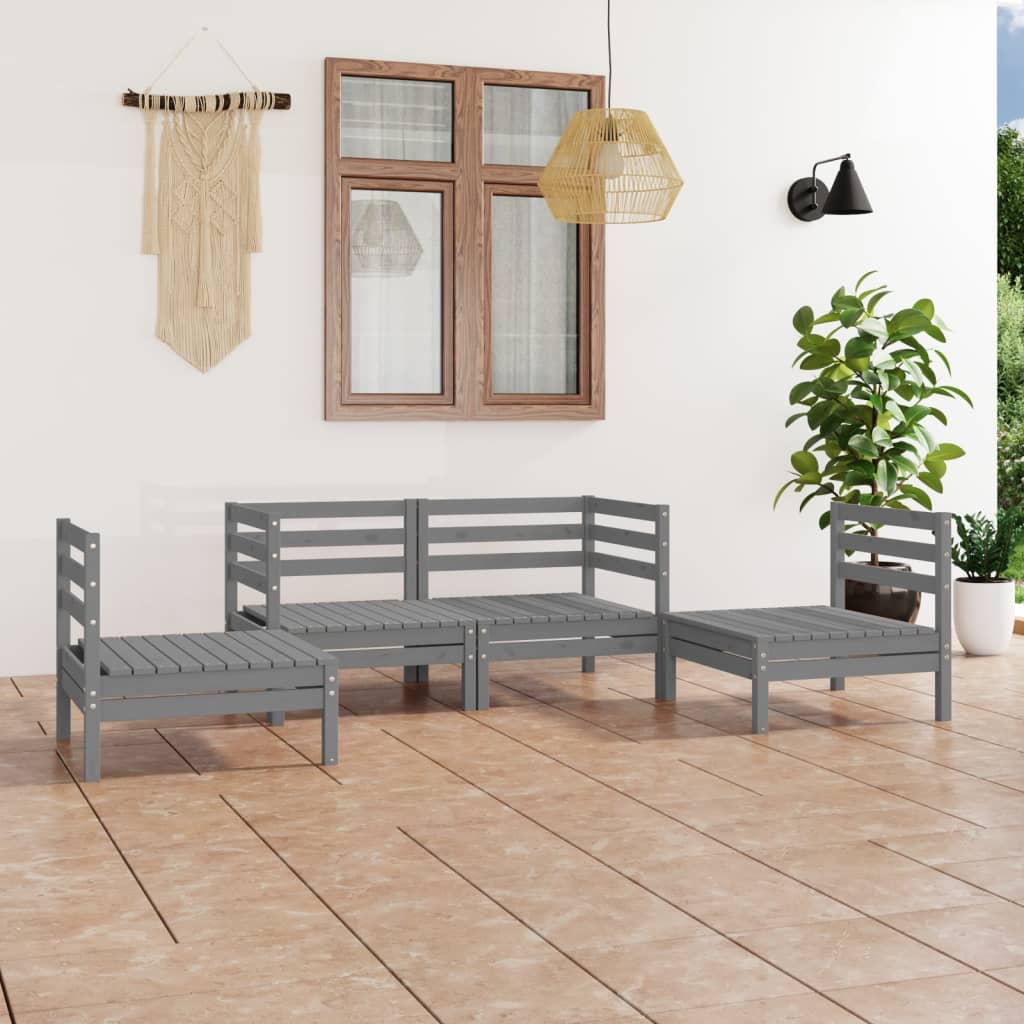 4 Piece Garden Lounge Set Solid Pinewood