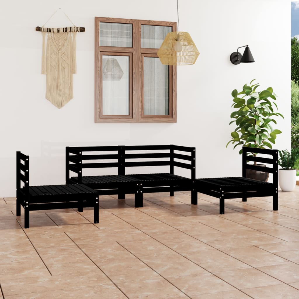 4 Piece Garden Lounge Set Solid Pinewood