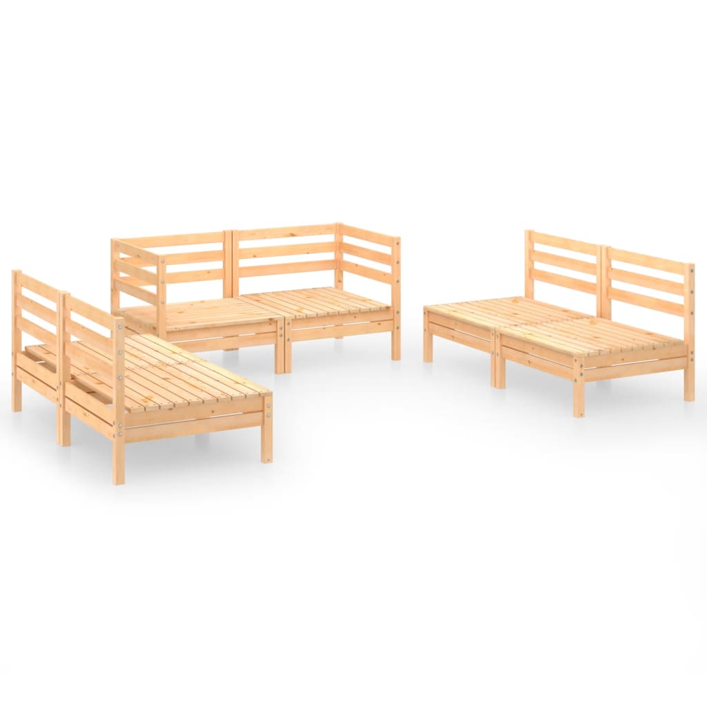 6 Piece Garden Lounge Set Solid Pinewood