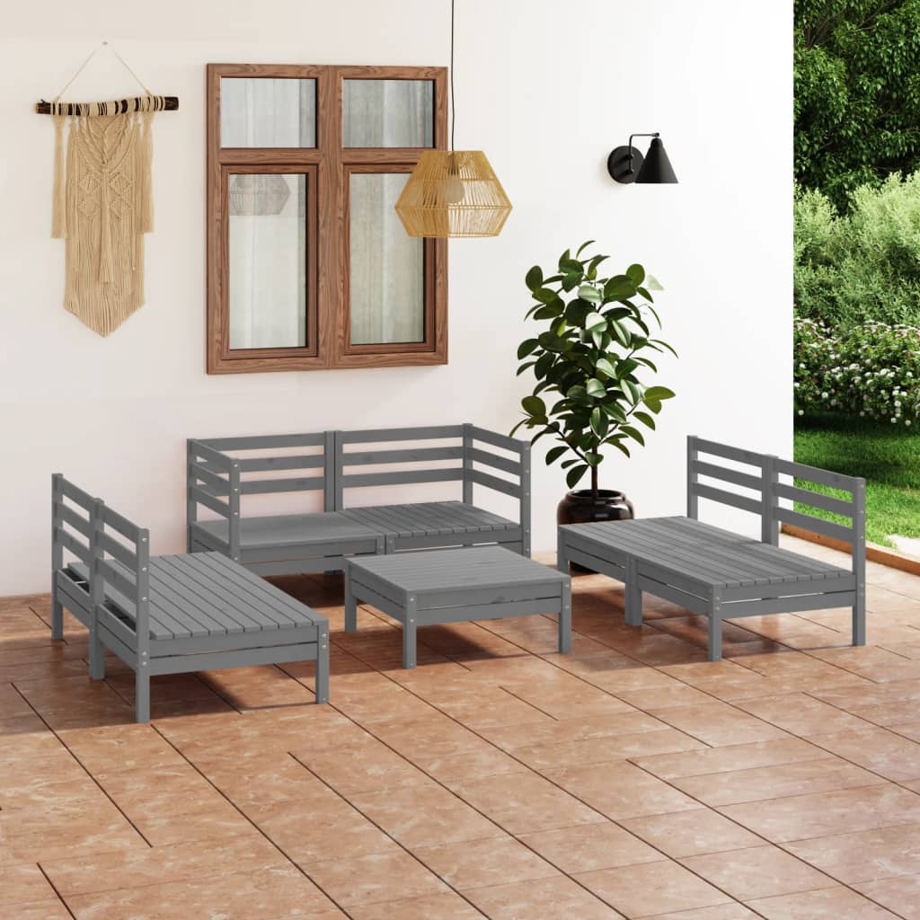 7 Piece Garden Lounge Set Solid Pinewood